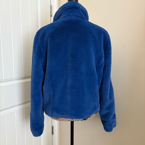 Rebecca Minkoff Cobalt Blue Henderson Faux Fur Moto Jacket Coat - Picture 3 of 10